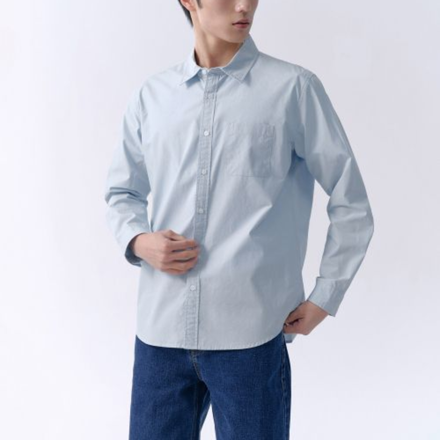 Basic Washed Poplin Shirt (Sky Blue)