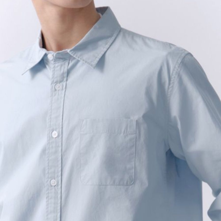 Basic Washed Poplin Shirt (Sky Blue)