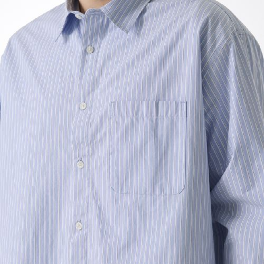 Relaxed Shadow Stripe Poplin Shirt (Sky Blue / Stripe)