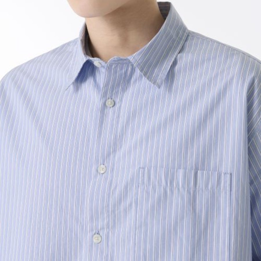Relaxed Shadow Stripe Poplin Shirt (Sky Blue / Stripe)