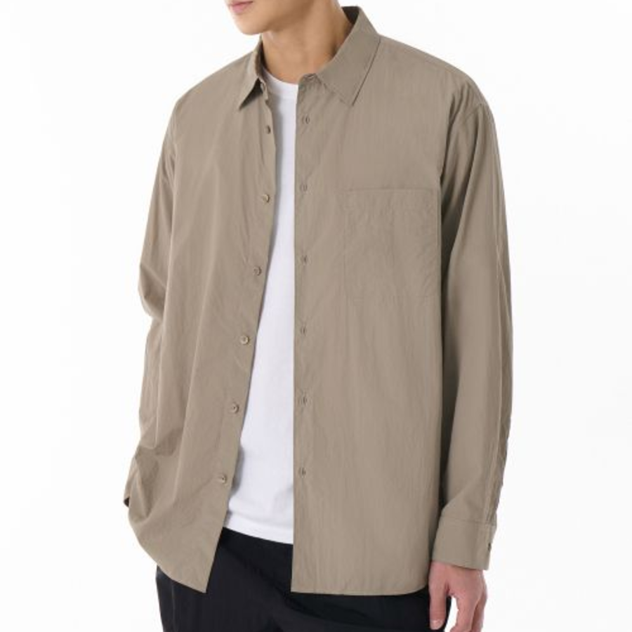 Relaxed Lightweight Nylon Shirt (Beige)