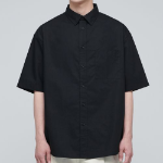 Oversized Poplin Short Sleeve Shirt (Black)