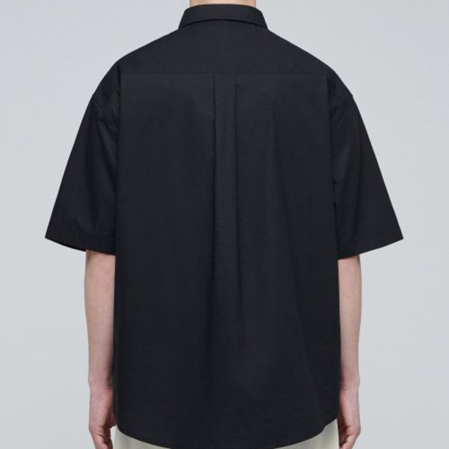 Oversized Poplin Short Sleeve Shirt (Black)