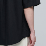 Oversized Poplin Short Sleeve Shirt (Black)