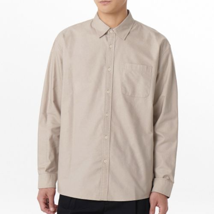 Relaxed Fit Oxford Shirt (Light Beige)