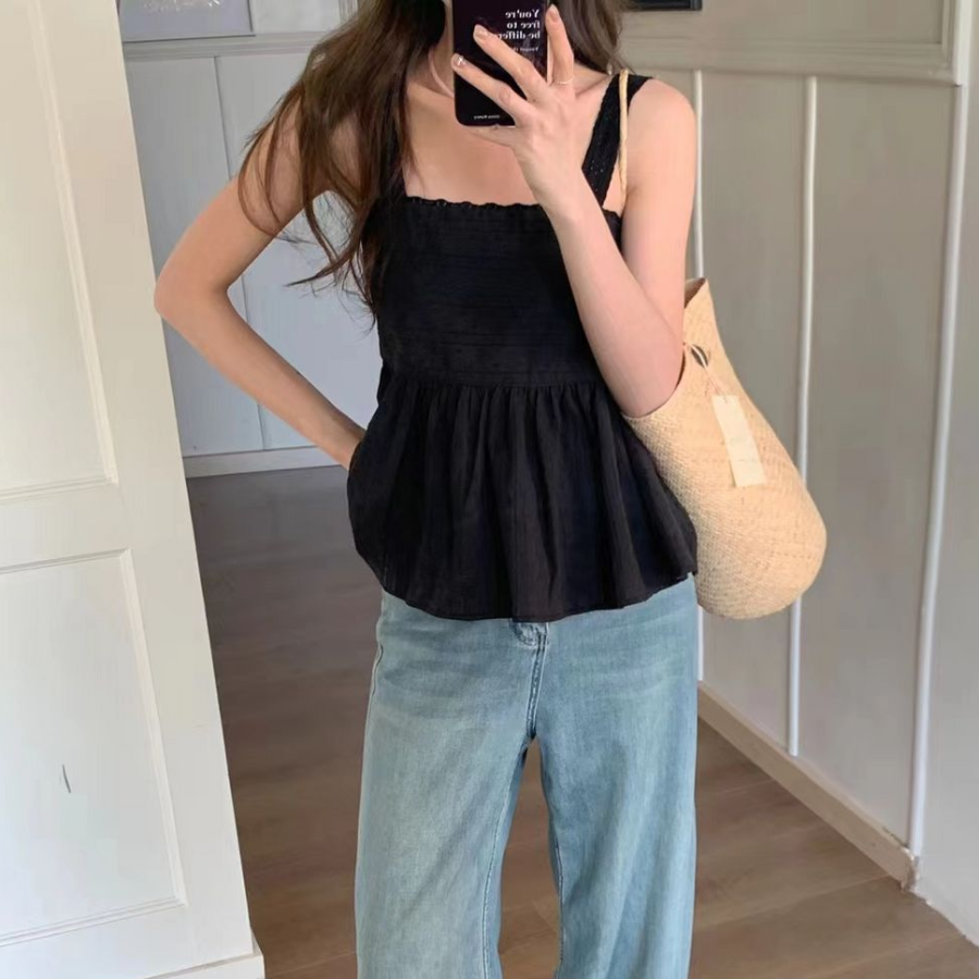 Mina Bustier Punching Lace Crop Blouse