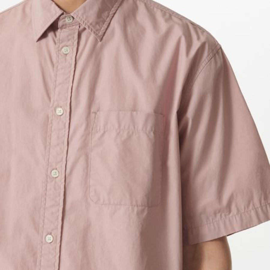 Relaxed Washed Poplin Short Sleeve Shirt (Desert Pink)