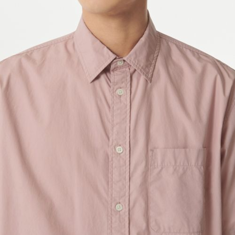 Relaxed Washed Poplin Short Sleeve Shirt (Desert Pink)