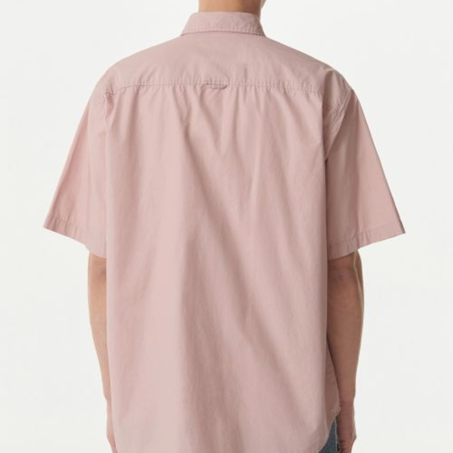 Relaxed Washed Poplin Short Sleeve Shirt (Desert Pink)