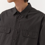 Relaxed Soft Poplin Officer Shirt (Gunmetal)