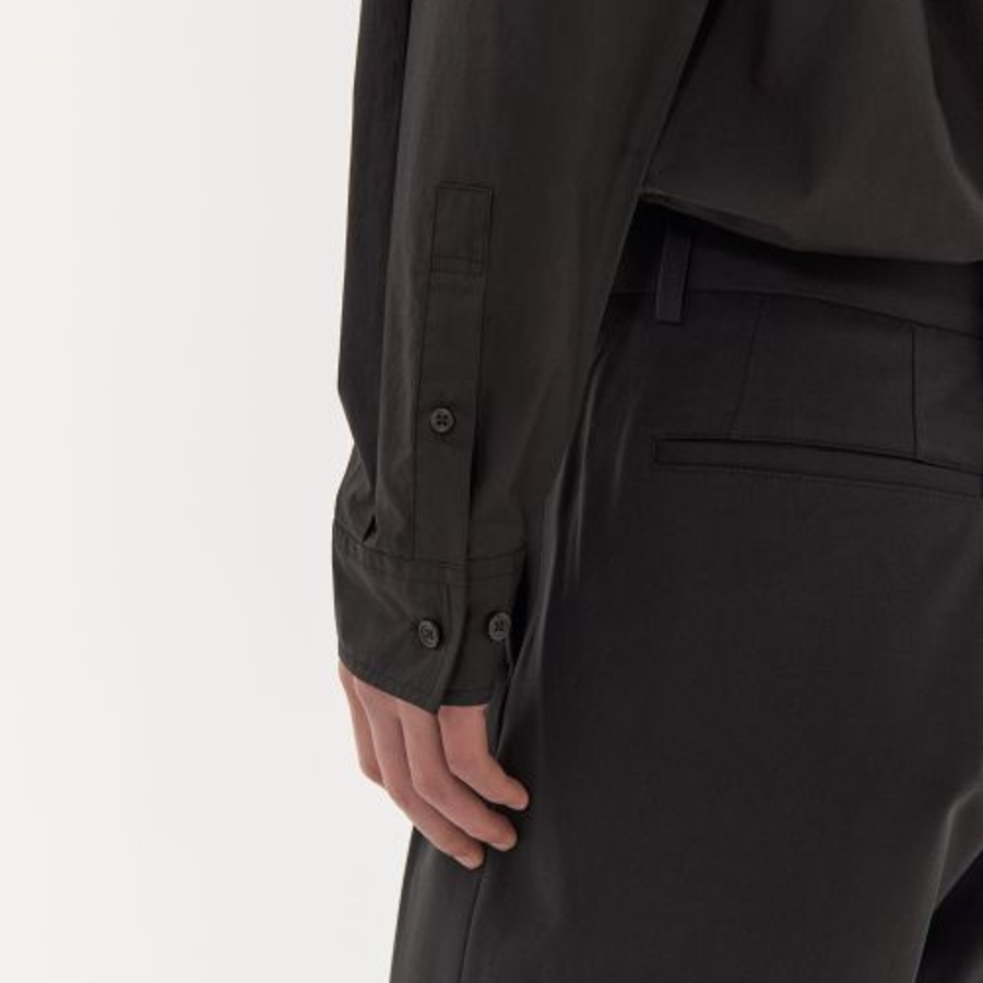 Relaxed Soft Poplin Officer Shirt (Gunmetal)