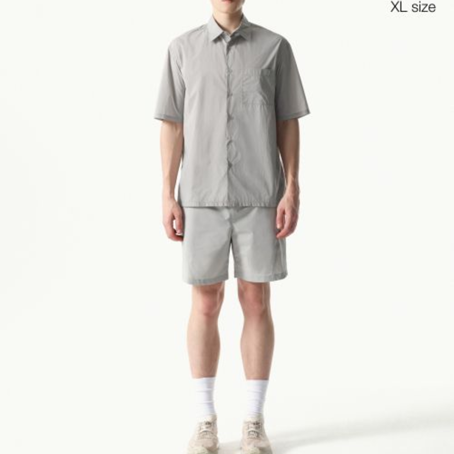 City Leisure Lightweight Nylon Oversized Shirt (Light Gray)