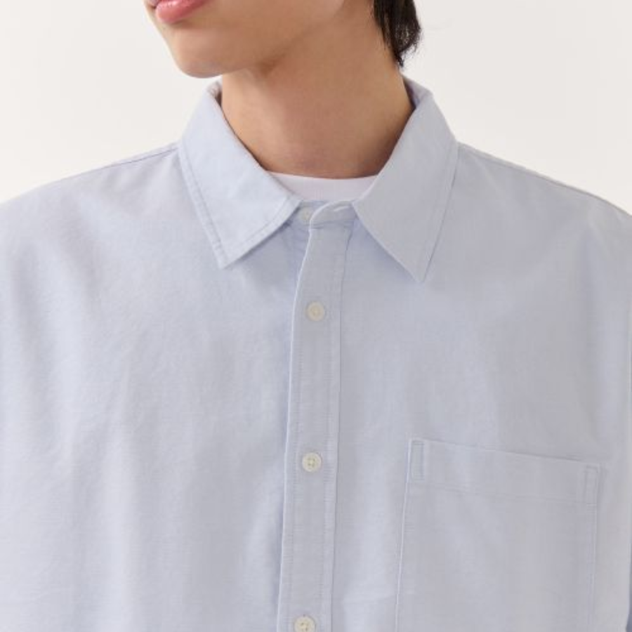 Relaxed Fit Oxford Short Sleeve Shirt (Sky Blue)