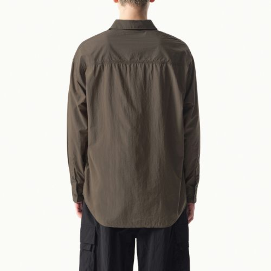 City Leisure Lightweight Nylon Oversized Shirt (Brown)