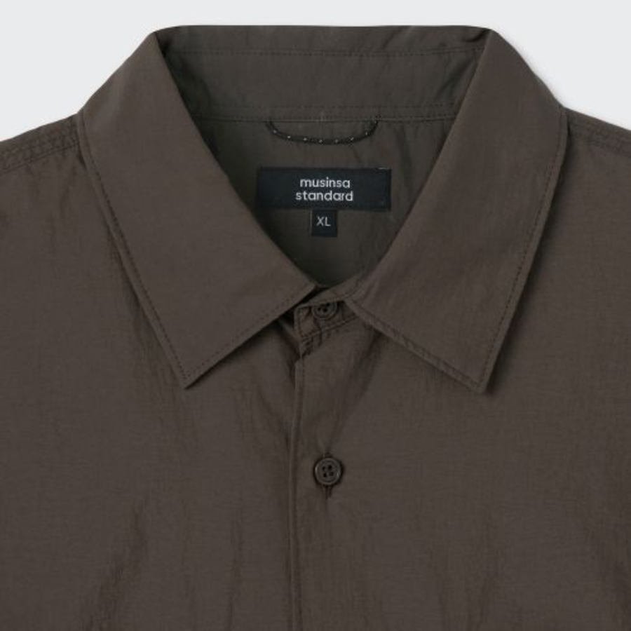 City Leisure Lightweight Nylon Oversized Shirt (Brown)