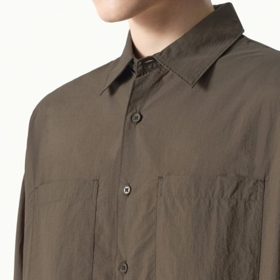 City Leisure Lightweight Nylon Oversized Shirt (Brown)