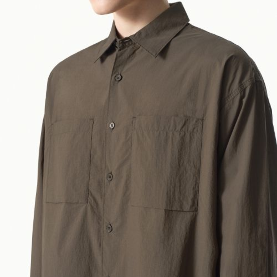 City Leisure Lightweight Nylon Oversized Shirt (Brown)