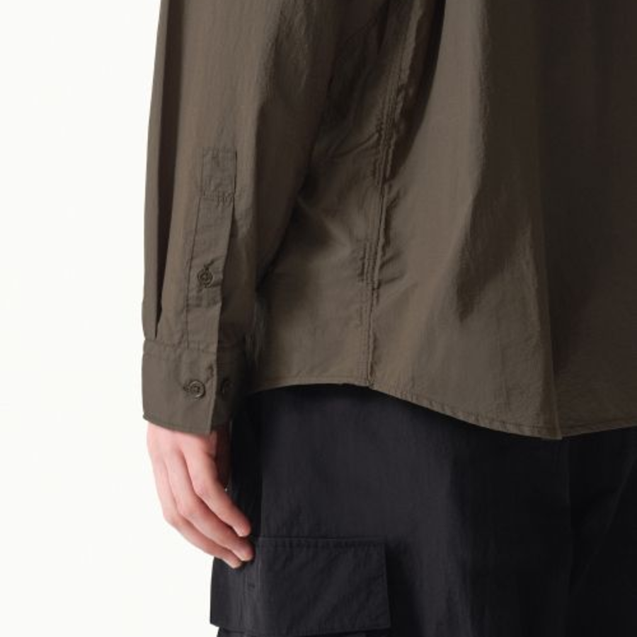 City Leisure Lightweight Nylon Oversized Shirt (Brown)
