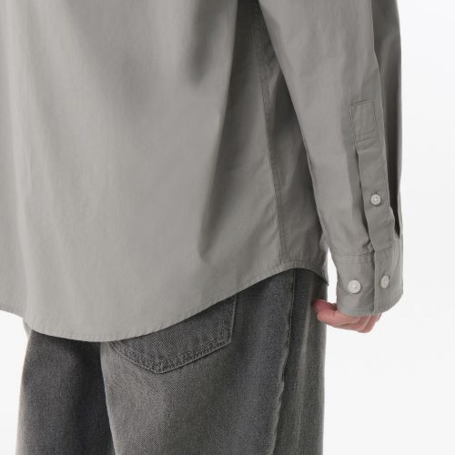 Relaxed Soft Poplin Shirt (Warm Ash Grey)