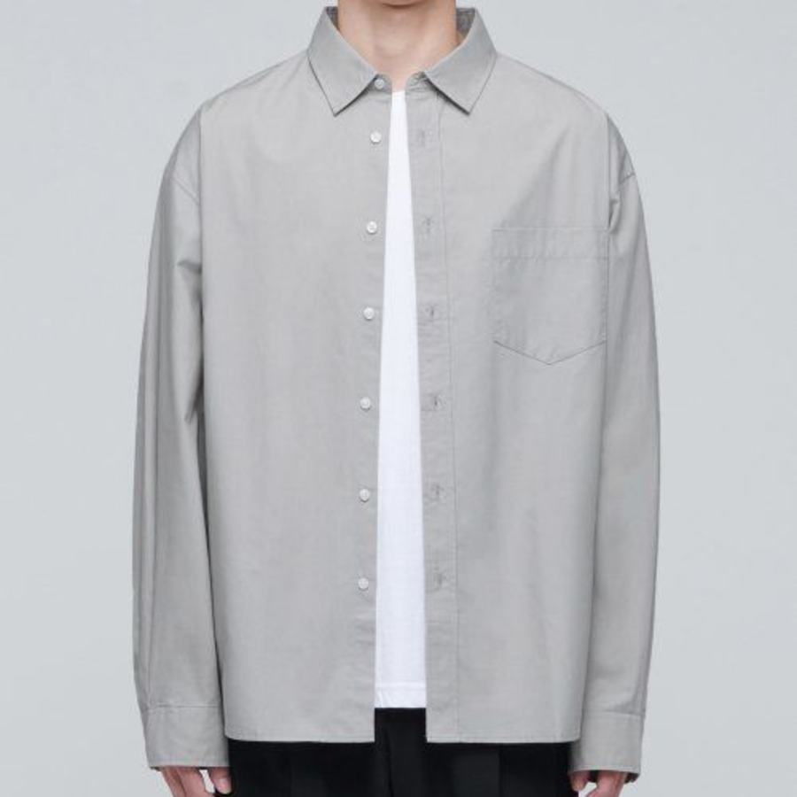 Oversized Poplin Shirt (Light Warm Grey)