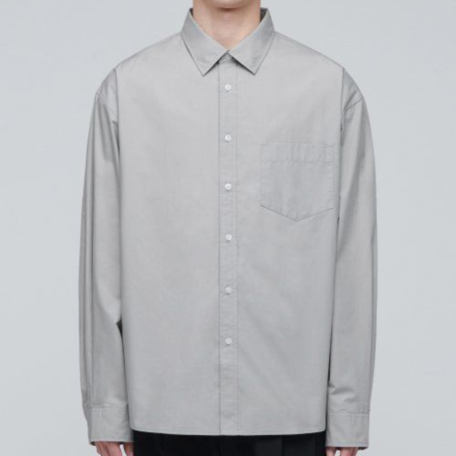 Oversized Poplin Shirt (Light Warm Grey)