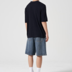 Kanghyun Half-Milano Collar Short-Sleeve Cardigan [Navy]