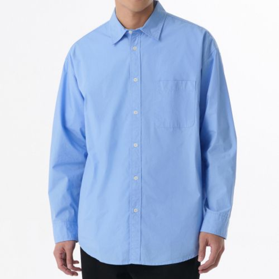 Oversized Washed Poplin Shirt (Sax Blue)