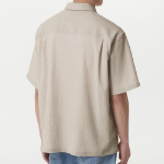 Crinkle Relaxed Short Sleeve Shirt (Light Beige)