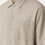 Crinkle Relaxed Short Sleeve Shirt (Light Beige)