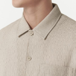 Crinkle Relaxed Short Sleeve Shirt (Light Beige)