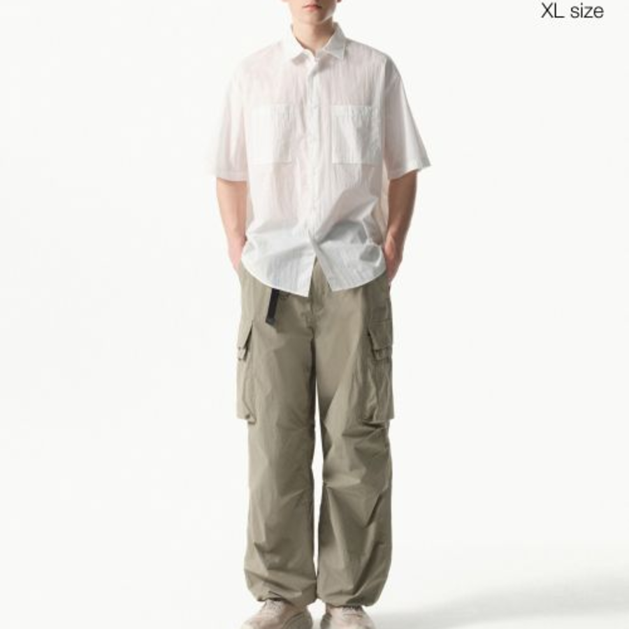 City Leisure Lightweight Nylon Oversized Short Sleeve Shirt (White)