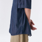 Oversized Short Sleeve Denim Shirt (Indigo)