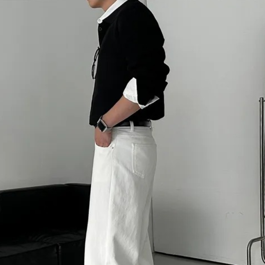 Muscle Soft Collar Ribbed Knit Cardigan