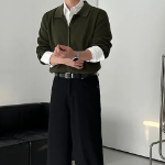 Muscle Soft Collar Ribbed Knit Cardigan