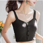 Daily Button Crop Tank with Built-In Bra