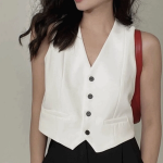 Classic V-Neck Button Crop Vest