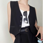 Classic V-Neck Button Crop Vest