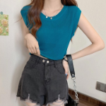 Свободный размер-Бирюзовый-Топы