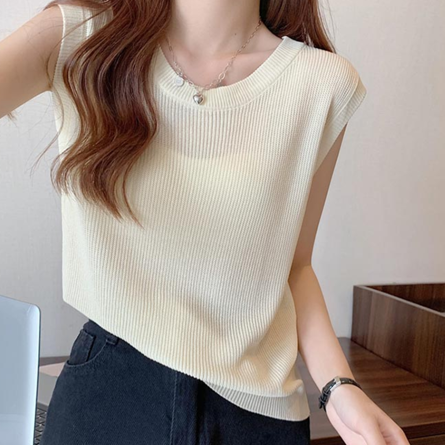 Ribbed Round Neck Tank Top