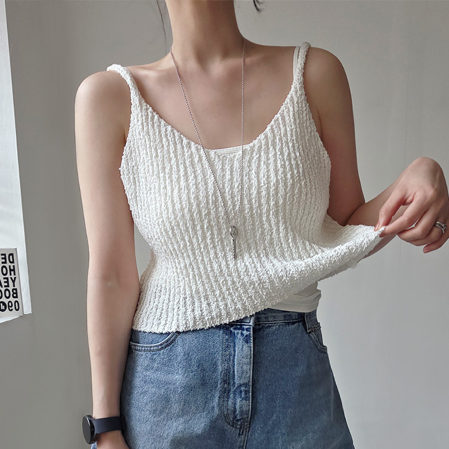 Summer Cropped Layered Knit Bustier Strap Tank Top