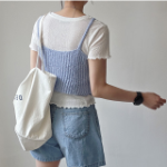 Summer Cropped Layered Knit Bustier Strap Tank Top