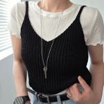 Summer Cropped Layered Knit Bustier Strap Tank Top