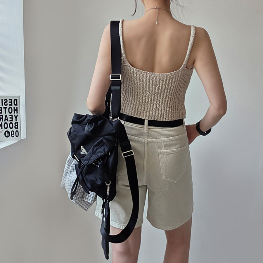 Summer Cropped Layered Knit Bustier Strap Tank Top