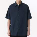Relaxed Soft Poplin Short Sleeve Shirt (Navy)