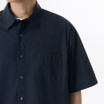 Relaxed Soft Poplin Short Sleeve Shirt (Navy)