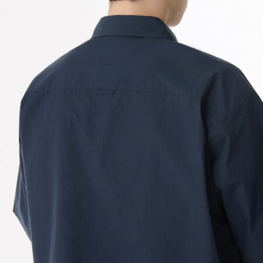 Relaxed Soft Poplin Short Sleeve Shirt (Navy)