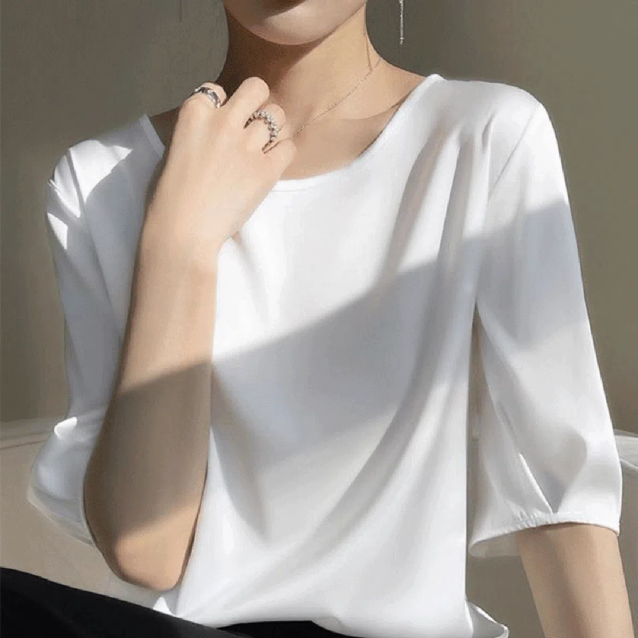 Silky Wide-Fit Satin Blouse