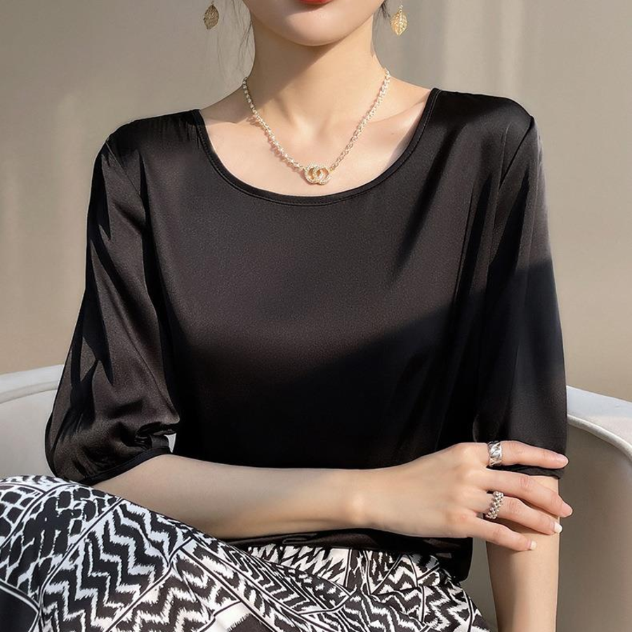 Silky Wide-Fit Satin Blouse