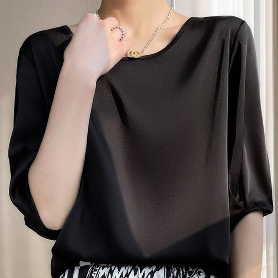 Silky Wide-Fit Satin Blouse
