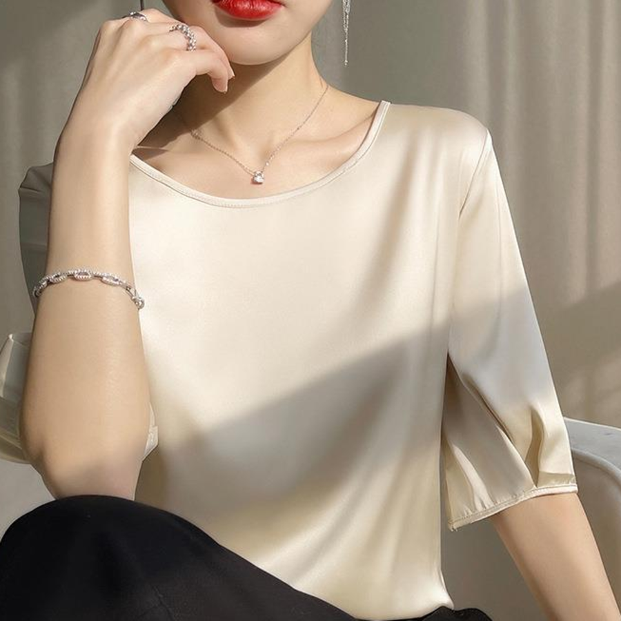 Silky Wide-Fit Satin Blouse
